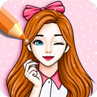 Girls Hairstyle Coloring Book أيقونة