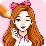 Girls Hairstyle Coloring Book biểu tượng