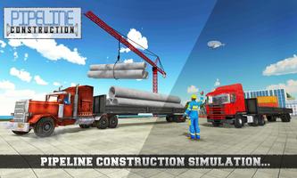 ville pipeline construction: plombier travail Affiche