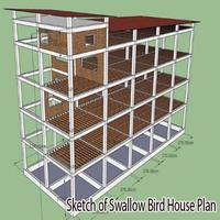 Sketch of Swallow Bird House P Poster