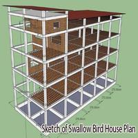 Sketch of Swallow Bird House P पोस्टर