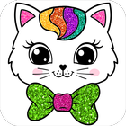 Glitter cats coloring icon