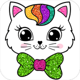 Glitter cats coloring أيقونة