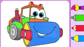 Kids construction coloring الملصق