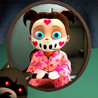 Scary Baby Girl in Pink House Zeichen