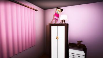 Scary Baby Girl in Pink House Plakat