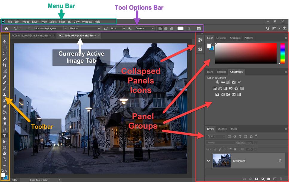 Фотошоп 24. Panel options в фотошопе cc18. Tool options. Как заполнить пространство в фотошопе.