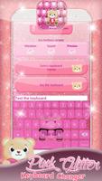 Teclado rosa com emoticons Cartaz