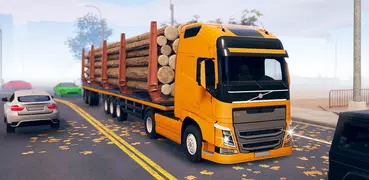 Log Transporter Truck Driving