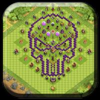 Town Hall 8 Trophy Base Maps Affiche