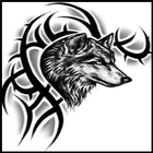 Ideas tribales tatuajes de lobo icono