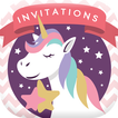 Carte invitation anniversaire licorne