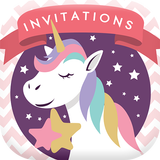 Carte invitation anniversaire licorne icône