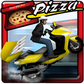 Pizza Delivery Boy Bike Zeichen