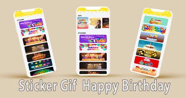 GIF Happy Birthday Stickers Affiche