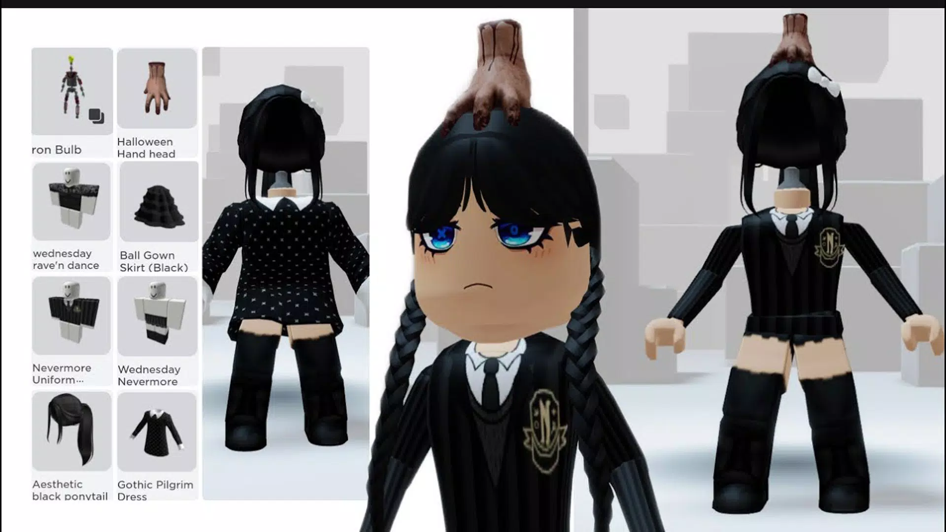 Transformei um Avatar do Roblox na Wandinha Addams 