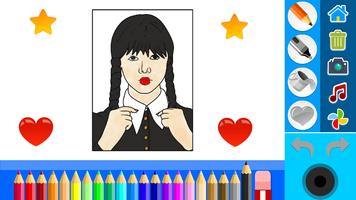 Wednesday Addams Coloring Book الملصق