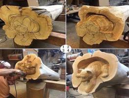 idées de design de sculpture sur bois Affiche