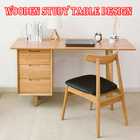 Mesa de estudio de madera de diseño. icono