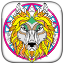 Wolf and Lion - Adult Coloring Book APK