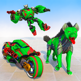 hyène robot en volant bicyclette robot transformer