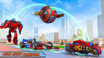 Flying Red Ball Car Robot Poster
