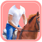 Horse With Man Photo Suit HD أيقونة
