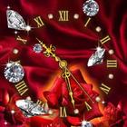 Red Roses Diamonds Clock icône