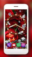 Red Roses Diamonds Clock capture d'écran 3