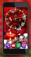 Red Roses Diamonds Clock Affiche