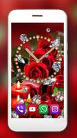 Red Roses Diamonds Clock capture d'écran 1