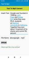 Text/Speech To Mp3 Converter imagem de tela 1