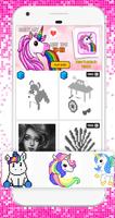 Coloring Fun Unicorn Color by Number 3D Pixel Art ポスター