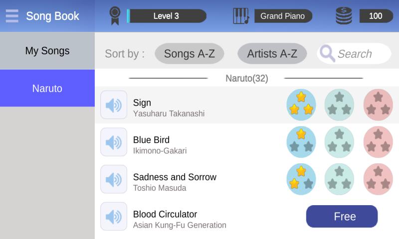 Magic Piano Anime Songs For Android Apk Download - roblox piano sheets naruto blue bird