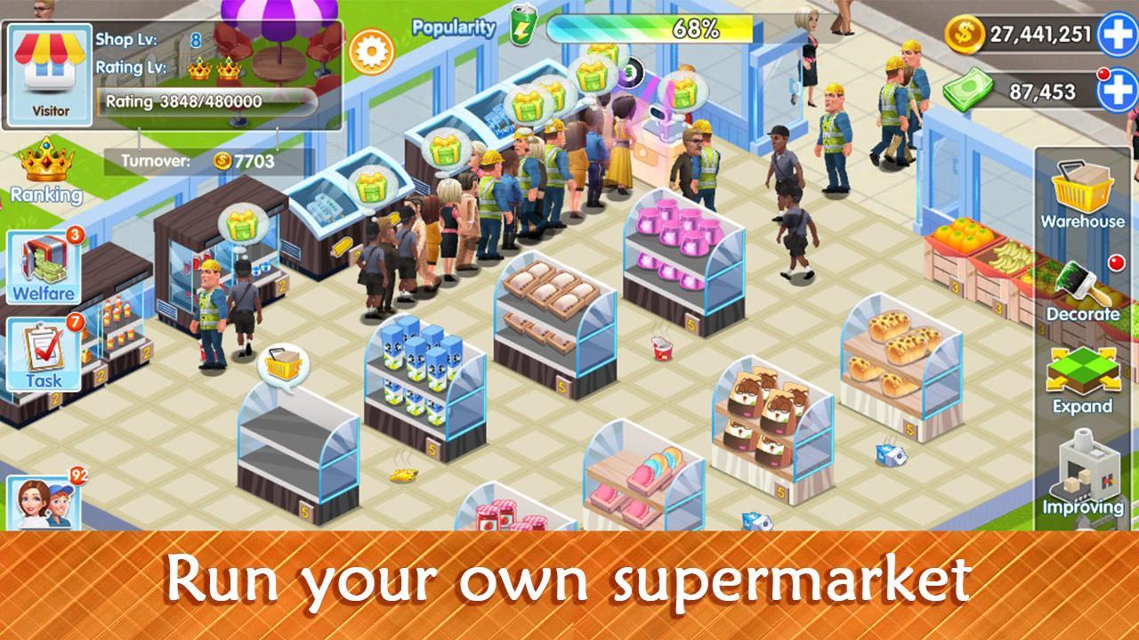 Game store tycoon. Супермаркет Tycoon. Супермаркет симулятор. Симулятор супермаркета на андроид. My supermarket игра по сети.