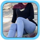 Hijab Girl Jeans Photo Suits icône