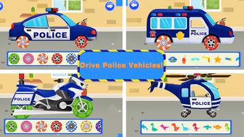 Kinderen politieauto rijden-poster