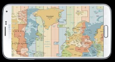 World Map Time Zone Affiche