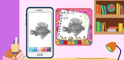 Lion Fish Mandala Coloring capture d'écran 1