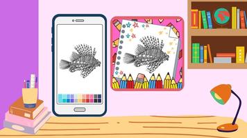 Lion Fish Mandala Coloring capture d'écran 2