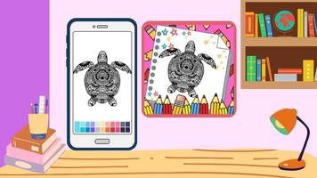 Turtle Mandala Coloring Game plakat