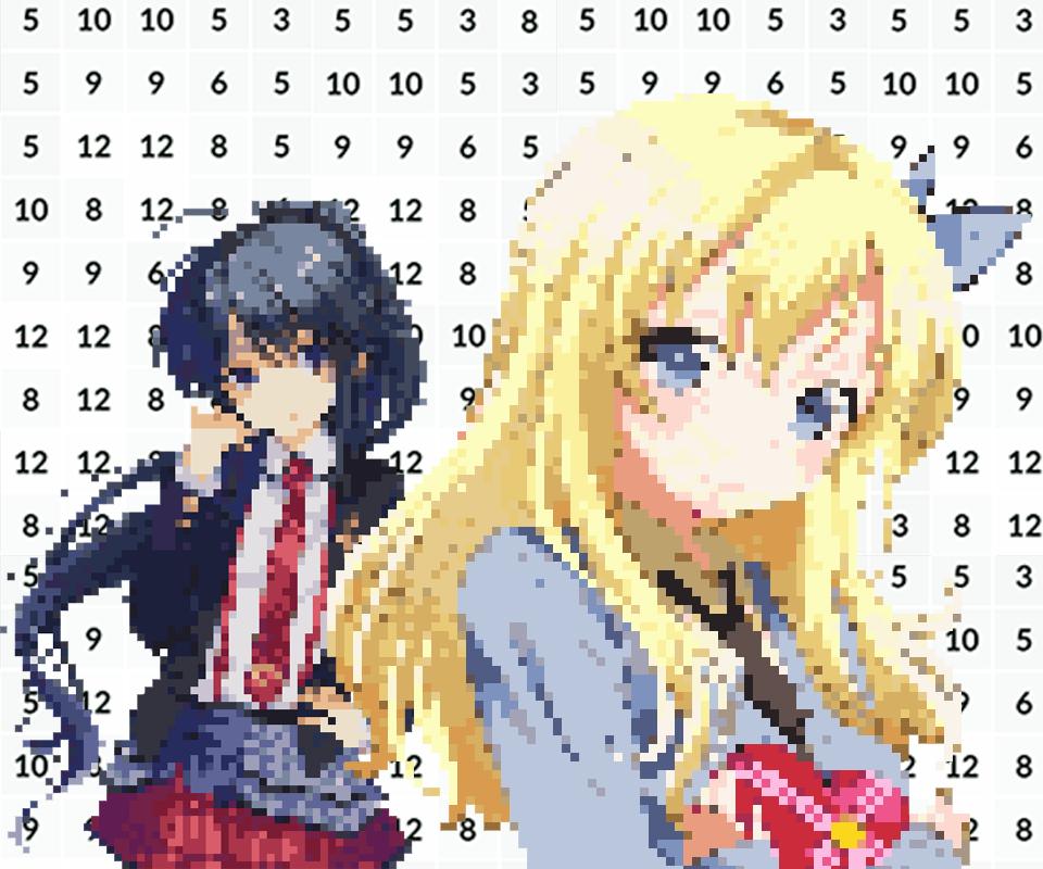 Pixel Art Manga Girls Color By Number For Android Apk Download - pixel art roblox girl