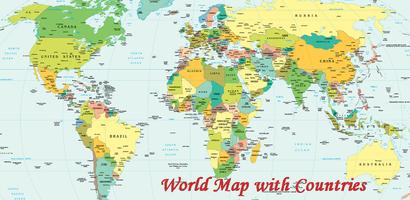 World Map With Countries постер