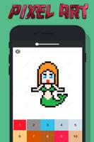 Mermaid Coloring Pixel Art Affiche