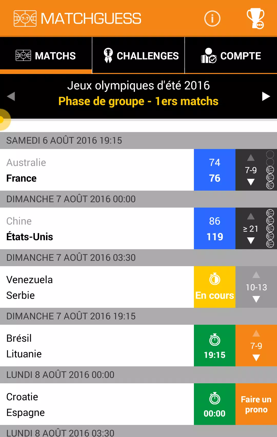 Pronostics basket Matchguess APK pour Android Télécharger