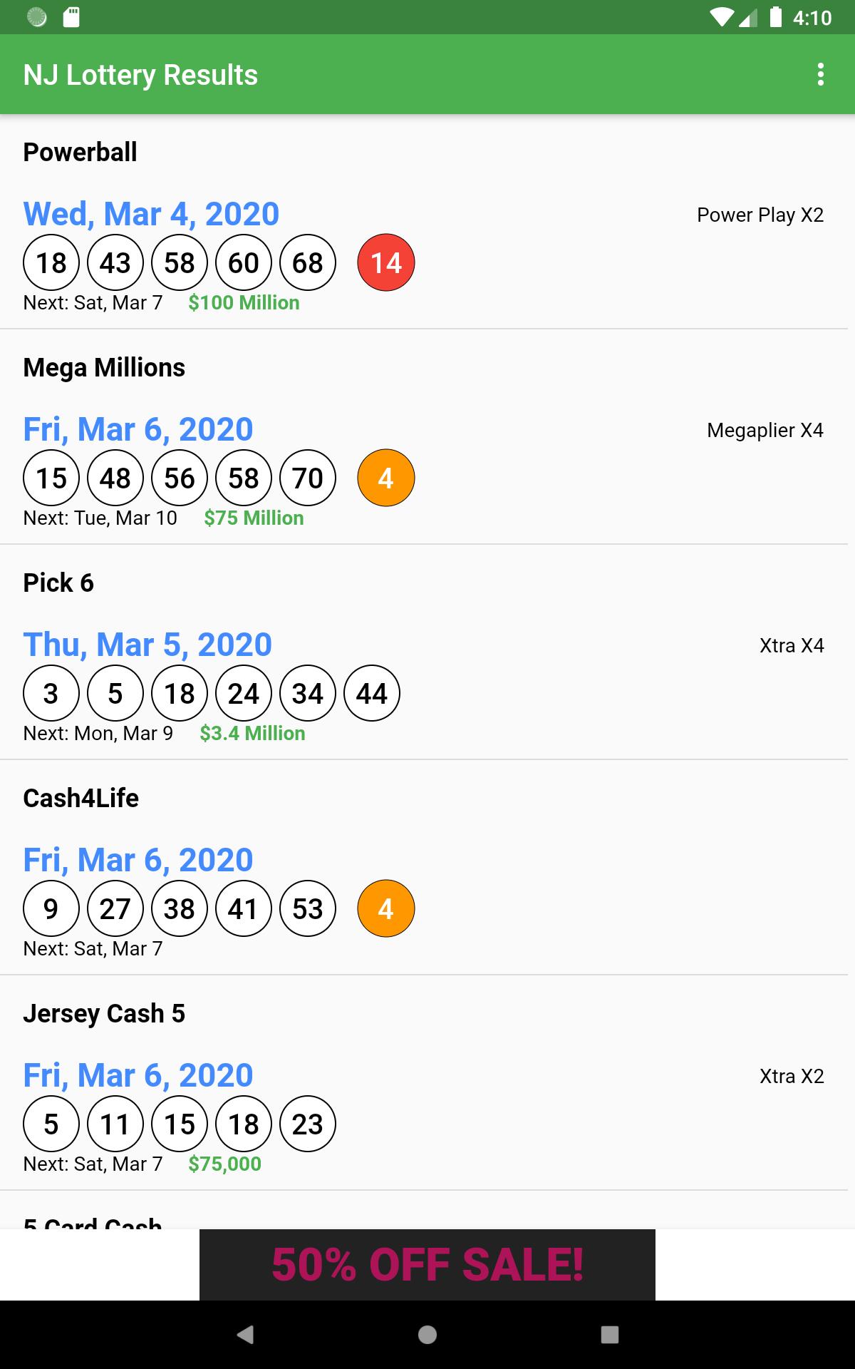 NJ Lottery Results for Android APK Download