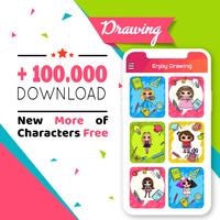 رسم الفتيات لطيف الملصق