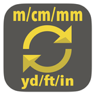 m, cm, mm to yard, feet, inch converter tool أيقونة