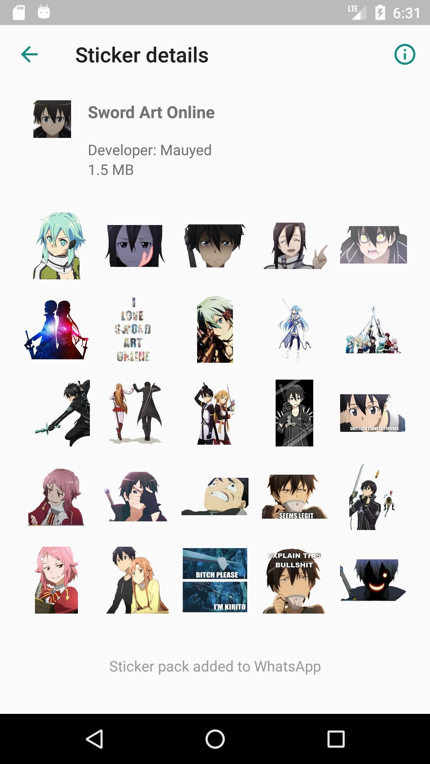 Sword Art Online Stickers For Android Apk Download