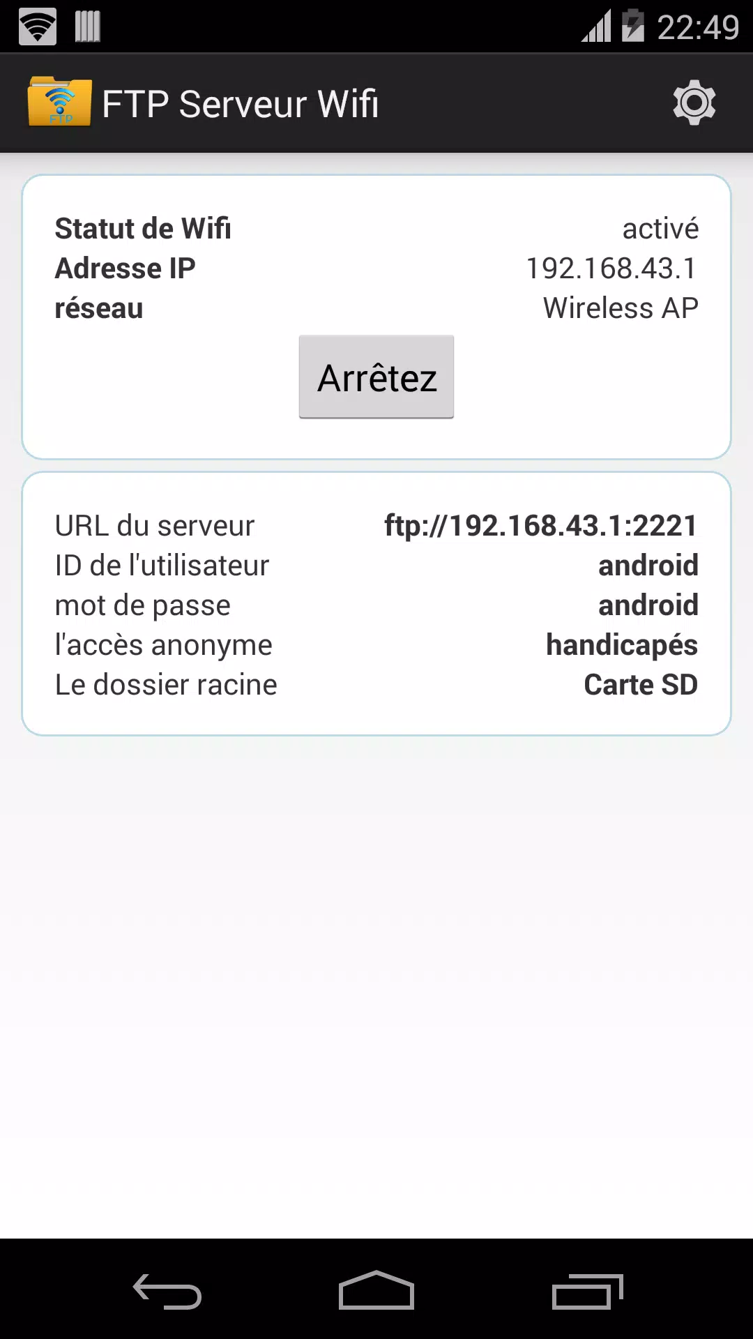 FTP Serveur WiFi APK pour Android Télécharger